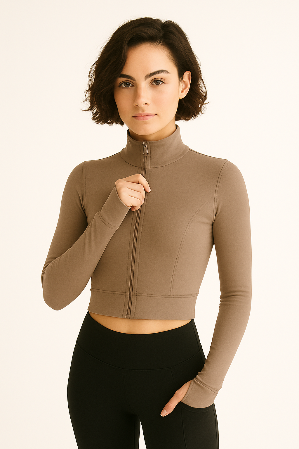 MoveEase Zip-Up Jacket -  Mocha Mousse